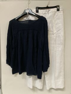 QTY OF THE WHITE COMPANY ITEMS TO INCLUDE LINEN GAUZE PINTUCK BLOUSE NAVY SIZE 10 TOTAL RRP £167