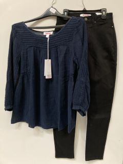 QTY OF THE WHITE COMPANY ITEMS TO INCLUDE LINEN GAUZE PINTUCK BLOUSE NAVY SIZE 4 TOTAL RRP £187