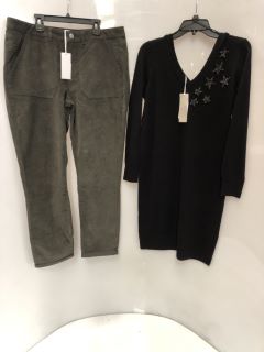 1 X THE WHITE COMPANY BROMPTON BOYFRIEND FIT 34W, TO ALSO INCLUDE THE WHITE COMPANY ORGANIC COTTON WOOL EMBELLISHED KNIT DRESS SIZE 8 TOTAL RRP £129