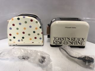 2 X RUSSELL HOBBS & EMMA BRIDGEWATER 2 SLICE TOASTER TO INCLUDE POLKADOT TOTAL RRP £150