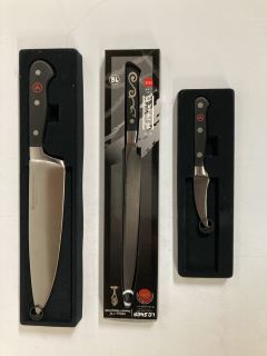 QTY OF ASSORTED KNIVES TO INCLUDE WUSTHOF CLASSIC KOCHMESSER COOK'S KNIFE (18+ ID MAYBE REQUIRED)