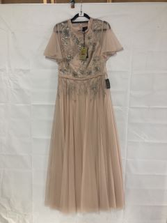 PHASE EIGHT ZENA BEADED MAXI PALE PINK/SILVER DRESS - SIZE: 10 - RRP.£299