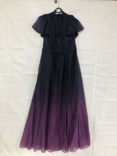 PHASE EIGHT SELENE OMBRE MAXI NAVY/PURPLE DRESS - SIZE: 10 - RRP.£249