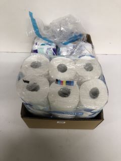 BOX OF ASSORTED ITEMS INC PRESTO TOILET ROLL