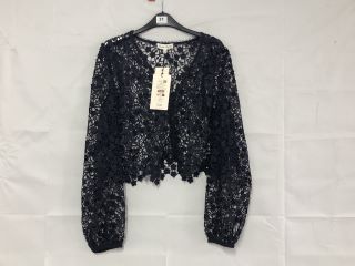 PHASE EIGHT NAVY FLOWER LACE CARDIGAN - SIZE:14