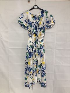 PHASE EIGHT JANA SQUIGGLE YELLOW/BLUE/GREEN DRESS - SIZE: 14 - RRP.£99