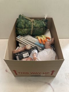 BOX OF ASSORTED ITEMS INC BABY DOLL