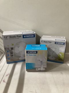 3 X STATUS DESK FANS INC STATUS 12" DESK FAN