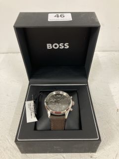 BOSS MEN'S CHRONOGRAPH QUARTZ WATCH GRAND PRIX WITH LEATHER STRAP