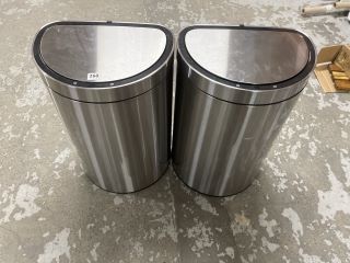 2 X STAINLESS STEEL BINS