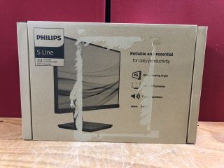 PHILIPS 22" MONITOR MODEL 222S1 (WITH BOX,WITH STAND,WITH POWER SUPPLY,WITH ALL ACCESSORIES)(RRP£128.48)