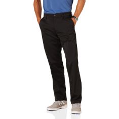 QTY OF ITEMS TO INLCUDE 30 X ESSENTIALS MEN'S CLASSIC-FIT STRETCH GOLF TROUSERS (AVAILABLE IN BIG & TALL), BLACK, 34W / 30L, ESSENTIALS MEN'S SLIM-FIT COTTON PIQUE POLO SHIRT, CORAL ORANGE, M.