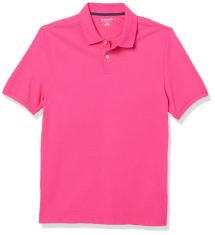 QTY OF ITEMS TO INLCUDE 30 X ESSENTIALS MEN'S SLIM-FIT COTTON PIQUE POLO SHIRT, HOT PINK, L, ESSENTIALS MEN'S SLIM-FIT COTTON PIQUE POLO SHIRT, CORAL ORANGE, M.