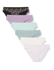 QTY OF ITEMS TO INLCUDE 30 X ASSORTED UNDERWEAR TO INCLUDE ESSENTIALS WOMEN'S COTTON BIKINI BRIEF UNDERWEAR (AVAILABLE IN PLUS SIZE), PACK OF 6, DITSY FLORAL/DOTS/MULTICOLOUR, ASSORTED SIZES TO INCLU