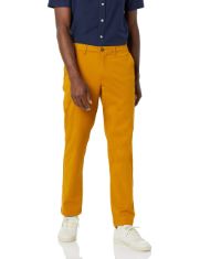 QTY OF ITEMS TO INLCUDE BOX OF APPROX 30 X ASSORTED CLOTHES TO INCLUDE ESSENTIALS MEN'S ATHLETIC-FIT CASUAL STRETCH CHINO TROUSERS (AVAILABLE IN BIG & TALL), NUTMEG, 31W / 34L, ESSENTIALS WOMEN'S FLE