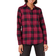 QTY OF ITEMS TO INLCUDE BOX OF APPROX 30 X ASSORTED CLOTHES TO INCLUDE ESSENTIALS WOMEN'S CLASSIC-FIT LONG-SLEEVE LIGHTWEIGHT PLAID FLANNEL SHIRT, BLACK PINK CHELSEA TARTAN, S, ESSENTIALS MEN'S LONG-