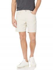 QTY OF ITEMS TO INLCUDE BOX OF APPROX 30 X ASSORTED CLOTHES TO INCLUDE ESSENTIALS MEN'S SLIM-FIT 7-INCH INSEAM STRETCH 5-POCKET SHORTS, STONE, 30W, ESSENTIALS MEN'S SLIM-FIT JEANS, DARK INDIGO, 36W /