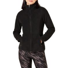 15 X ESSENTIALS WOMEN'S CLASSIC-FIT LONG-SLEEVED FULL ZIP POLAR SOFT FLEECE JACKET (AVAILABLE IN PLUS SIZE), BLACK, L.