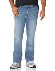 11 X ESSENTIALS MEN'S SLIM-FIT BOOTCUT JEANS, LIGHT WASH, 36W / 33L.