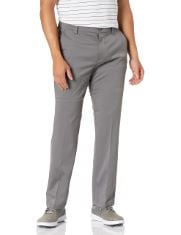 QTY OF ITEMS TO INLCUDE BOX OF APPROX 30 X ASSORTED CLOTHES TO INCLUDE ESSENTIALS MEN'S CLASSIC-FIT STRETCH GOLF TROUSERS (AVAILABLE IN BIG & TALL), GREY, 34W / 32L, ESSENTIALS WOMEN'S COTTON HIGH LE