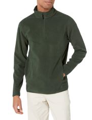 QTY OF ITEMS TO INLCUDE 10 X ESSENTIALS MEN'S QUARTER-ZIP POLAR FLEECE JACKET, FOREST GREEN, XS, ESSENTIALS MEN'S QUARTER-ZIP POLAR FLEECE JACKET, BLACK, S.