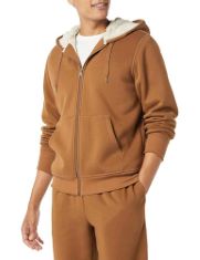 QTY OF ITEMS TO INLCUDE BOX OF APPROX 25 X ASSORTED CLOTHES TO INCLUDE ESSENTIALS MEN'S SHERPA-LINED FULL-ZIP FLEECE HOODIE, TOFFEE BROWN, S, ESSENTIALS WOMEN'S DOUBLE LAYER SPORTS TOP, BLACK/GRAPE,