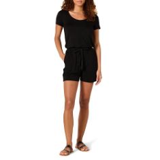 QTY OF ITEMS TO INLCUDE BOX OF APPROX 30 X ASSORTED CLOTHES TO INCLUDE ESSENTIALS WOMEN'S SHORT-SLEEVE SCOOP NECK PLAYSUIT, BLACK, XL, ESSENTIALS WOMEN'S LONG-SLEEVE LIGHTWEIGHT CREWNECK JUMPER (AVAI