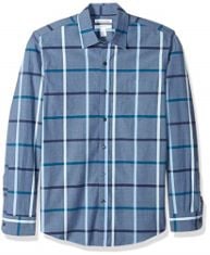 QTY OF ITEMS TO INLCUDE BOX OF APPROX 30 X ASSORTED CLOTHES TO INCLUDE ESSENTIALS MEN'S SLIM-FIT LONG-SLEEVE POPLIN SHIRT, DENIM LARGE PLAID, XS, ESSENTIALS WOMEN'S SHORT-SLEEVE SCOOP NECK PLAYSUIT,