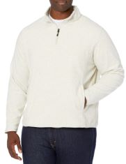 10 X ESSENTIALS MEN'S QUARTER-ZIP POLAR FLEECE JACKET, OATMEAL HEATHER, S.