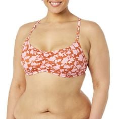 QTY OF ITEMS TO INLCUDE 25 X ASSORTED SWIMWEAR TO INCLUDE ESSENTIALS WOMEN'S LIGHT-SUPPORT BRALETTE BIKINI SWIMSUIT TOP, PINK RUST ORANGE FLORAL PRINT, 16, ESSENTIALS WOMEN'S THIN STRAP ONE-PIECE SWI