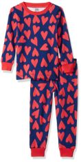 33 X ESSENTIALS UNISEX BABIES' SNUG-FIT COTTON PYJAMA SLEEPWEAR SETS, BLUE ORANGE HEARTS, 18 MONTHS.