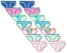 28 X ESSENTIALS GIRLS' BIKINI KNICKERS, PACK OF 14, MULTICOLOUR/DOLPHIN/PARTY, 10 YEARS.