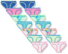 23 X ASSORTED SIZES ESSENTIALS GIRLS' BIKINI KNICKERS, PACK OF 14, MULTICOLOUR/DOLPHIN/PARTY, INCLUDES AGE 6/7.