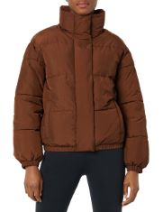 QTY OF ITEMS TO INLCUDE 8 X ASSORTED JACKETS TO INCLUDE ESSENTIALS WOMEN'S RELAXED FIT MOCK-NECK SHORT PUFFER JACKET (AVAILABLE IN PLUS SIZE) (PREVIOUSLY DAILY RITUAL), DEEP BROWN, XXL, ESSENTIALS WO