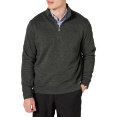 10 X ESSENTIALS MEN'S QUARTER-ZIP POLAR FLEECE JACKET, CHARCOAL HEATHER, XL.