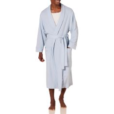 15 X ESSENTIALS MEN'S LIGHTWEIGHT WAFFLE ROBE (AVAILABLE IN BIG & TALL), DUSTY BLUE, XS.