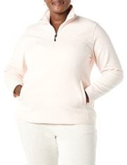 QTY OF ITEMS TO INLCUDE BOX OF APPROX 10 X ASSORTED JACKETS TO INCLUDE ESSENTIALS WOMEN'S CLASSIC-FIT LONG-SLEEVE QUARTER-ZIP POLAR FLEECE PULLOVER JACKET (AVAILABLE IN PLUS SIZE), PALE PINK, XXL PLU