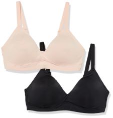 10 X ESSENTIALS WOMEN'S PADDED BRALETTE, PACK OF 2, BLACK/SOFT PETAL, 4XL PLUS.