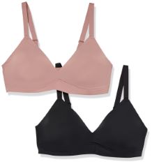 11 X ESSENTIALS WOMEN'S PADDED BRALETTE, PACK OF 2, BLACK/DUSTED PEARL, XXL PLUS.