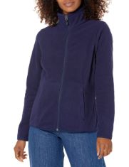 QTY OF ITEMS TO INLCUDE 10 X ASSORTED FLEECES TO INCLUDE ESSENTIALS WOMEN'S CLASSIC-FIT LONG-SLEEVED FULL ZIP POLAR SOFT FLEECE JACKET (AVAILABLE IN PLUS SIZE), NAVY, M, ESSENTIALS WOMEN'S CLASSIC-FI