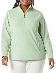 10 X ESSENTIALS WOMEN'S CLASSIC-FIT LONG-SLEEVE QUARTER-ZIP POLAR FLEECE PULLOVER JACKET (AVAILABLE IN PLUS SIZE), SAGE GREEN, XL PLUS.