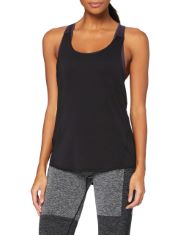 11 X ESSENTIALS WOMEN'S DOUBLE LAYER SPORTS TOP, BLACK/GRAPE, M.