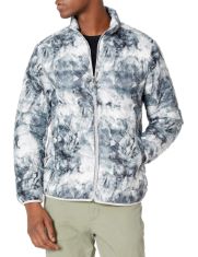 6 X ESSENTIALS MEN'S PACKABLE LIGHTWEIGHT WATER-RESISTANT PUFFER JACKET (AVAILABLE IN BIG & TALL), BLACK WHITE MARBLE PRINT, M.