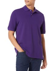 30 X ESSENTIALS MEN'S REGULAR-FIT COTTON PIQUE POLO SHIRT (AVAILABLE IN BIG & TALL), DARK PURPLE, XL.