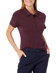 30 X ESSENTIALS WOMEN'S SHORT-SLEEVE POLO SHIRT (AVAILABLE IN PLUS SIZE), BURGUNDY, L.