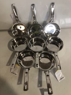 1 X BOX OF ASSORTED KITCHEN UTENSILS INCLUDING STAINLESS STEEL MILK PAN