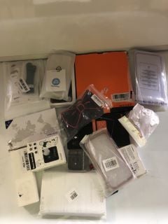 AN ASSORTMENT OF PHONE ACCESSORIES INCLUDING POVINMOS PRO + PREMIUM SCREEN PROTECTOR