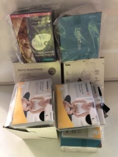 1 BOX OF ASSORTED BABY ITEMS INCLUDING MEDELA SOLO SINGLE ELECTRIC BREAST PUMP