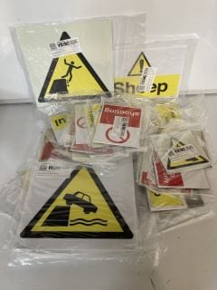 1 BOX OF ASSORTED SITE SAFETY SIGNS