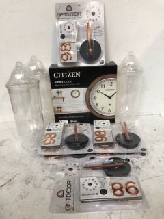 1 BOX OF ASSORTED HOUSEHOLD ITEMS INCLUDING CITIZEN SMART CLOCK